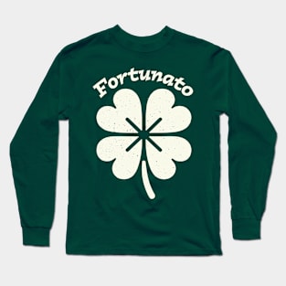 Fortunato Emblem - Distressed Four-Leaf Graphic Design Long Sleeve T-Shirt